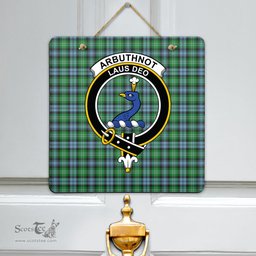 Scottish Arbuthnot Ancient Clan Tartan Door Sign - Crest Classic Scottish Plaid Tartan Plaid