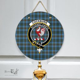 Scottish Cockburn Modern Clan Tartan Door Sign - Crest Classic Scottish Plaid Tartan Plaid