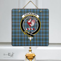 Scottish Cockburn Modern Clan Tartan Door Sign - Crest Classic Scottish Plaid Tartan Plaid