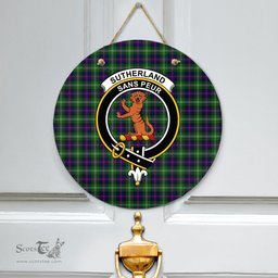 Scottish Sutherland Modern Clan Tartan Door Sign - Crest Classic Scottish Plaid Tartan Plaid