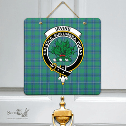 Scottish Irvine Ancient Clan Tartan Door Sign - Crest Classic Scottish Plaid Tartan Plaid