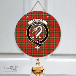 Scottish Lennox Modern Clan Tartan Door Sign - Crest Classic Scottish Plaid Tartan Plaid