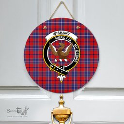 Scottish Wishart Dress Clan Tartan Door Sign - Crest Classic Scottish Plaid Tartan Plaid