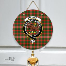 Scottish Pollock Modern Clan Tartan Door Sign - Crest Classic Scottish Plaid Tartan Plaid