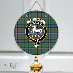 Scottish Cochrane Ancient Clan Tartan Door Sign - Crest Classic Scottish Plaid Tartan Plaid
