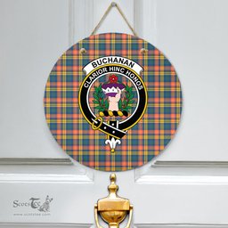 Scottish Buchanan Ancient Clan Tartan Door Sign - Crest Classic Scottish Plaid Tartan Plaid