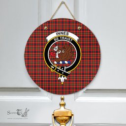 Scottish Innes Modern Clan Tartan Door Sign - Crest Classic Scottish Plaid Tartan Plaid