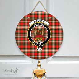 Scottish MacGill Modern Clan Tartan Door Sign - Crest Classic Scottish Plaid Tartan Plaid