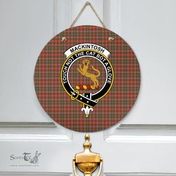 Scottish MacKintosh Hunting Weathered Clan Tartan Door Sign - Crest Classic Scottish Plaid Tartan Plaid