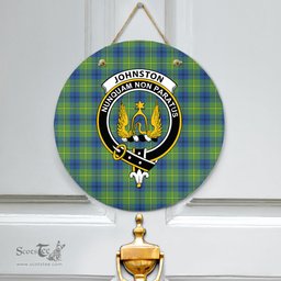 Scottish Johnston Ancient Clan Tartan Door Sign - Crest Classic Scottish Plaid Tartan Plaid