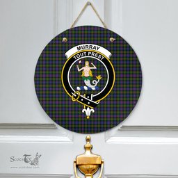 Scottish Murray of Atholl Modern Clan Tartan Door Sign - Crest Classic Scottish Plaid Tartan Plaid