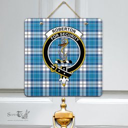 Scottish Roberton Clan Tartan Door Sign - Crest Classic Scottish Plaid Tartan Plaid