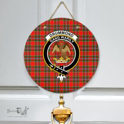 Scottish Drummond of Perth Clan Tartan Door Sign - Crest Classic Scottish Plaid Tartan Plaid