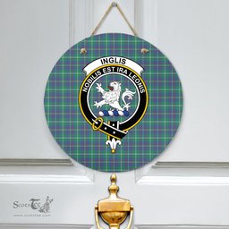 Scottish Inglis Ancient Clan Tartan Door Sign - Crest Classic Scottish Plaid Tartan Plaid