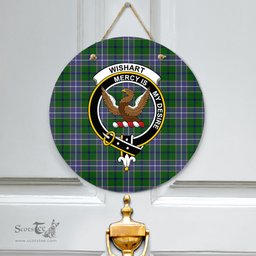 Scottish Wishart Hunting Modern Clan Tartan Door Sign - Crest Classic Scottish Plaid Tartan Plaid
