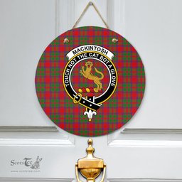 Scottish MacKintosh Modern Clan Tartan Door Sign - Crest Classic Scottish Plaid Tartan Plaid