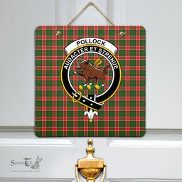 Scottish Pollock Modern Clan Tartan Door Sign - Crest Classic Scottish Plaid Tartan Plaid