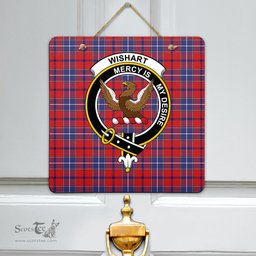 Scottish Wishart Dress Clan Tartan Door Sign - Crest Classic Scottish Plaid Tartan Plaid