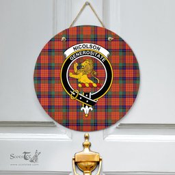 Scottish Nicolson Ancient Clan Tartan Door Sign - Crest Classic Scottish Plaid Tartan Plaid