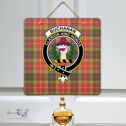 Scottish Buchanan Old Set Weathered Clan Tartan Door Sign - Crest Classic Scottish Plaid Tartan Plaid