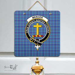 Scottish Mercer Modern Clan Tartan Door Sign - Crest Classic Scottish Plaid Tartan Plaid