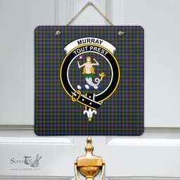 Scottish Murray of Atholl Modern Clan Tartan Door Sign - Crest Classic Scottish Plaid Tartan Plaid