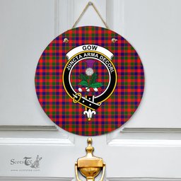Scottish Gow Modern Clan Tartan Door Sign - Crest Classic Scottish Plaid Tartan Plaid