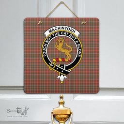 Scottish MacKintosh Hunting Weathered Clan Tartan Door Sign - Crest Classic Scottish Plaid Tartan Plaid