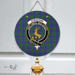 Scottish Strachan Clan Tartan Door Sign - Crest Classic Scottish Plaid Tartan Plaid