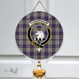 Scottish Cunningham Dress Blue Dancers Clan Tartan Door Sign - Crest Classic Scottish Plaid Tartan Plaid