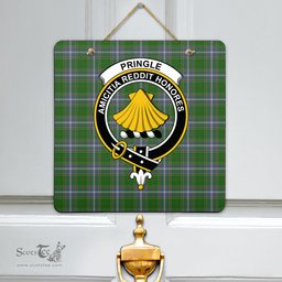 Scottish Pringle Clan Tartan Door Sign - Crest Classic Scottish Plaid Tartan Plaid