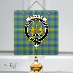 Scottish Johnston Ancient Clan Tartan Door Sign - Crest Classic Scottish Plaid Tartan Plaid