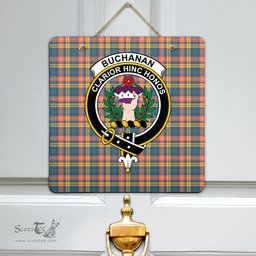 Scottish Buchanan Ancient Clan Tartan Door Sign - Crest Classic Scottish Plaid Tartan Plaid