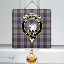 Scottish Cunningham Dress Blue Dancers Clan Tartan Door Sign - Crest Classic Scottish Plaid Tartan Plaid