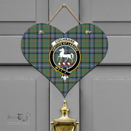 Scottish Cochrane Ancient Clan Tartan Door Sign - Crest Classic Scottish Plaid Tartan Plaid
