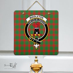 Scottish Middleton Modern Clan Tartan Door Sign - Crest Classic Scottish Plaid Tartan Plaid