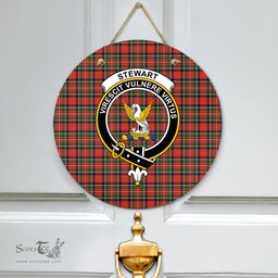 Scottish Stewart Royal Modern Clan Tartan Door Sign - Crest Classic Scottish Plaid Tartan Plaid