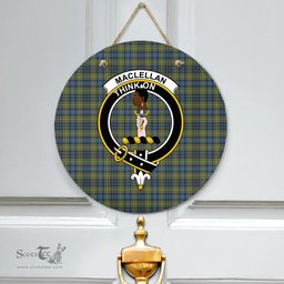 Scottish MacLellan Ancient Clan Tartan Door Sign - Crest Classic Scottish Plaid Tartan Plaid