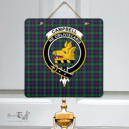 Scottish Campbell of Cawdor Modern Clan Tartan Door Sign - Crest Classic Scottish Plaid Tartan Plaid