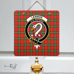Scottish Lennox Modern Clan Tartan Door Sign - Crest Classic Scottish Plaid Tartan Plaid