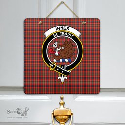 Scottish Innes Modern Clan Tartan Door Sign - Crest Classic Scottish Plaid Tartan Plaid