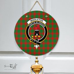 Scottish Middleton Modern Clan Tartan Door Sign - Crest Classic Scottish Plaid Tartan Plaid