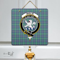 Scottish Inglis Ancient Clan Tartan Door Sign - Crest Classic Scottish Plaid Tartan Plaid