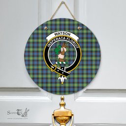 Scottish Watson Ancient Clan Tartan Door Sign - Crest Classic Scottish Plaid Tartan Plaid