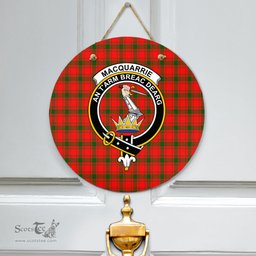 Scottish MacQuarrie Modern Clan Tartan Door Sign - Crest Classic Scottish Plaid Tartan Plaid