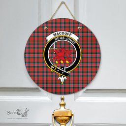 Scottish MacDuff Modern Clan Tartan Door Sign - Crest Classic Scottish Plaid Tartan Plaid