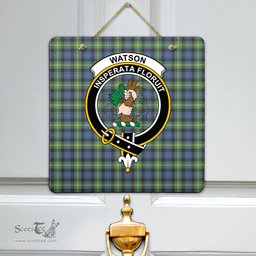 Scottish Watson Ancient Clan Tartan Door Sign - Crest Classic Scottish Plaid Tartan Plaid