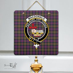 Scottish MacDonald Modern Clan Tartan Door Sign - Crest Classic Scottish Plaid Tartan Plaid