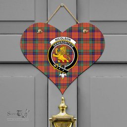Scottish Nicolson Ancient Clan Tartan Door Sign - Crest Classic Scottish Plaid Tartan Plaid