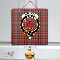 Scottish MacDuff Modern Clan Tartan Door Sign - Crest Classic Scottish Plaid Tartan Plaid